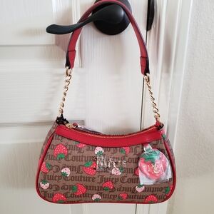 Juicy Couture Freshly Picked Strawberry Shoulder Bag Chestnut Chino/Cool Red NWT